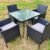 80cm ROUND TABLE & 2 PADDED RATTAN WICKER CHAIR